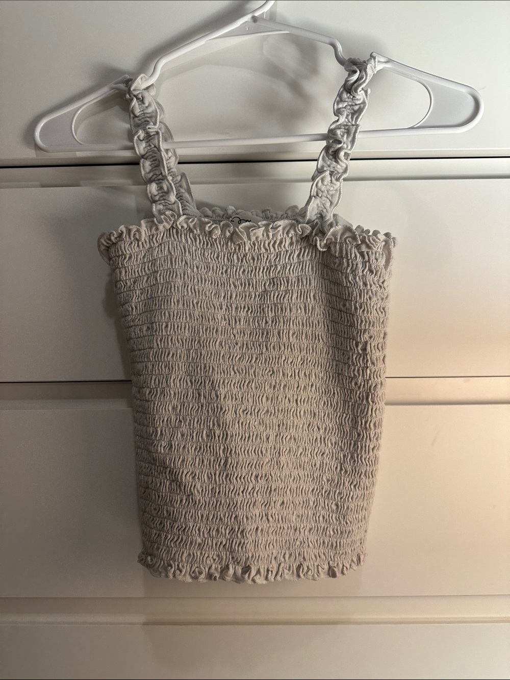 art class Cream Smocked Tank with Ruffle Straps